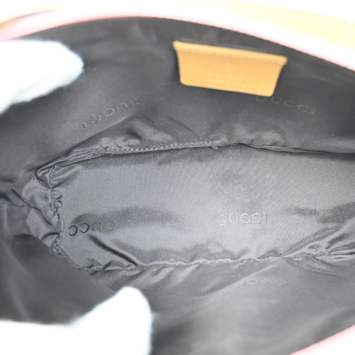 GUCCI Logo GG Pattern Hand Bag Canvas Leather Brown Pink GHW Italy 62ZA265