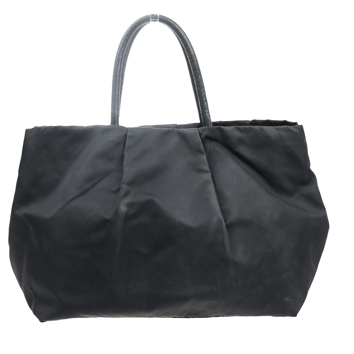 PRADA Logo Ribbon Tote Hand Bag Nylon Leather Black GHW Italy 30MA709