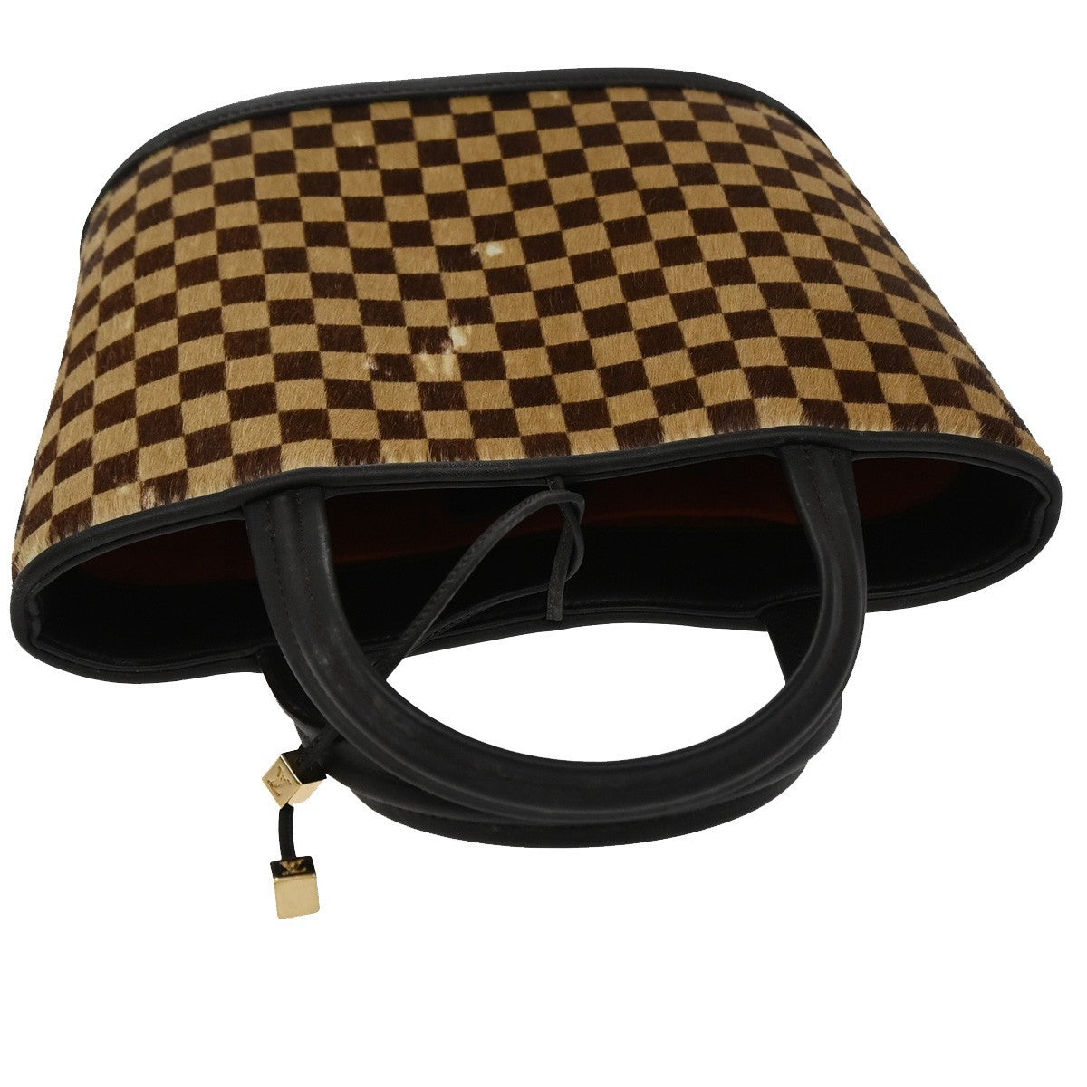 LOUIS VUITTON Sauvage Impala Hand Bag Damier Fur Leather Brown M92133 33EG038