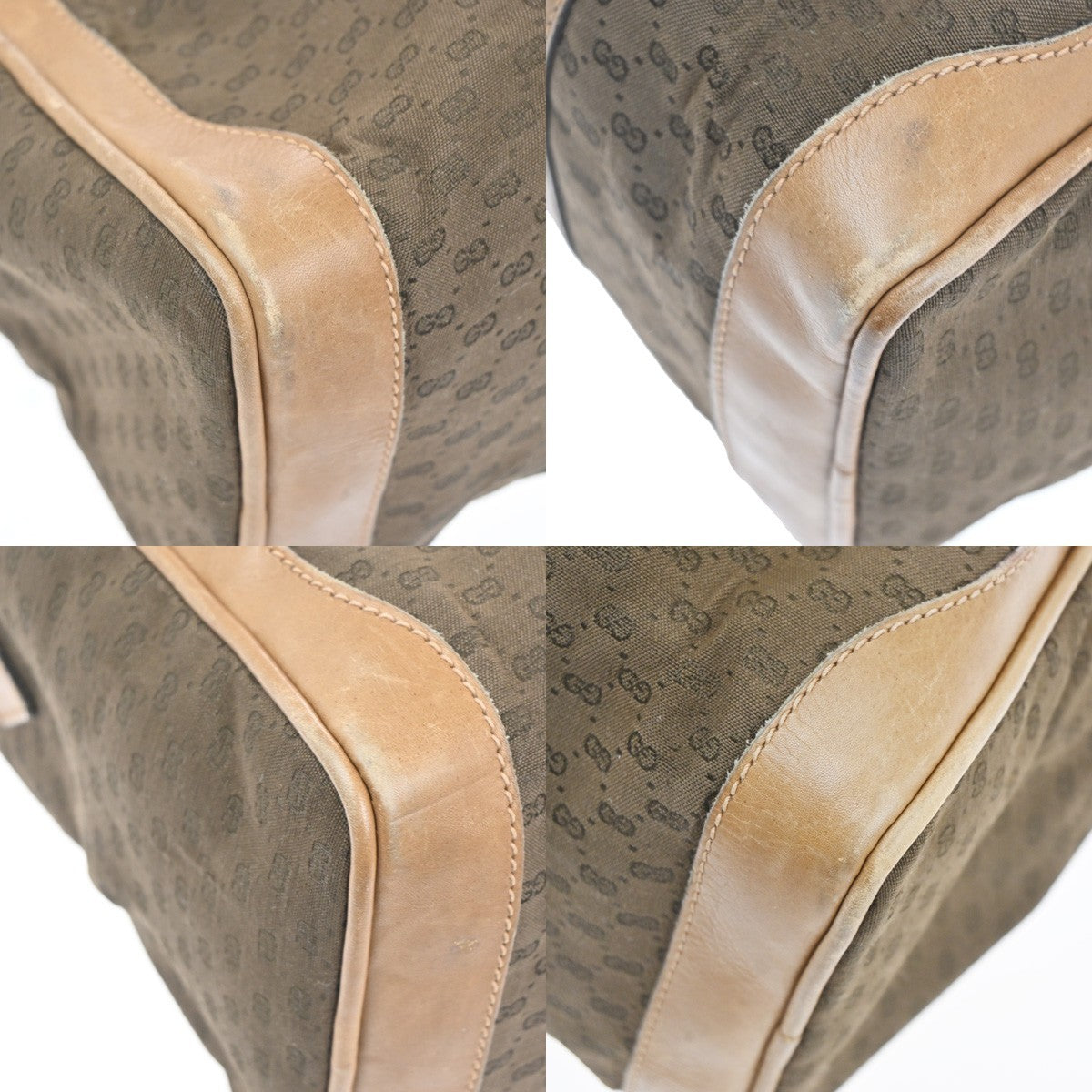 GUCCI Micro GG Pattern Hand Bag Canvas Leather Brown Beige GHW Italy 60TA467
