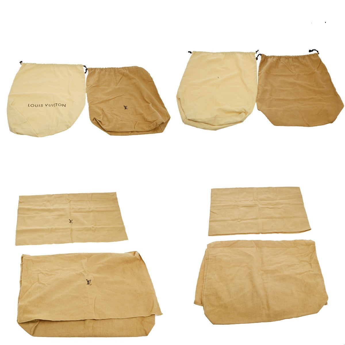 LOUIS VUITTON Logo 30 Set Drawstring Dust Bag Canvas Cotton Beige Brown 62CA727