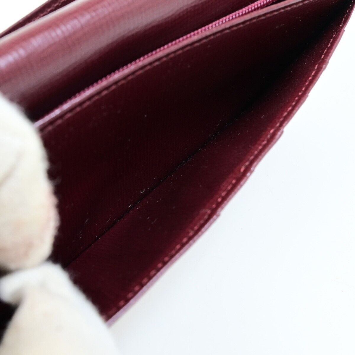 Must De Cartier 2C Logo Vertical Long Bifold Wallet Leather Bordeaux 02EB608