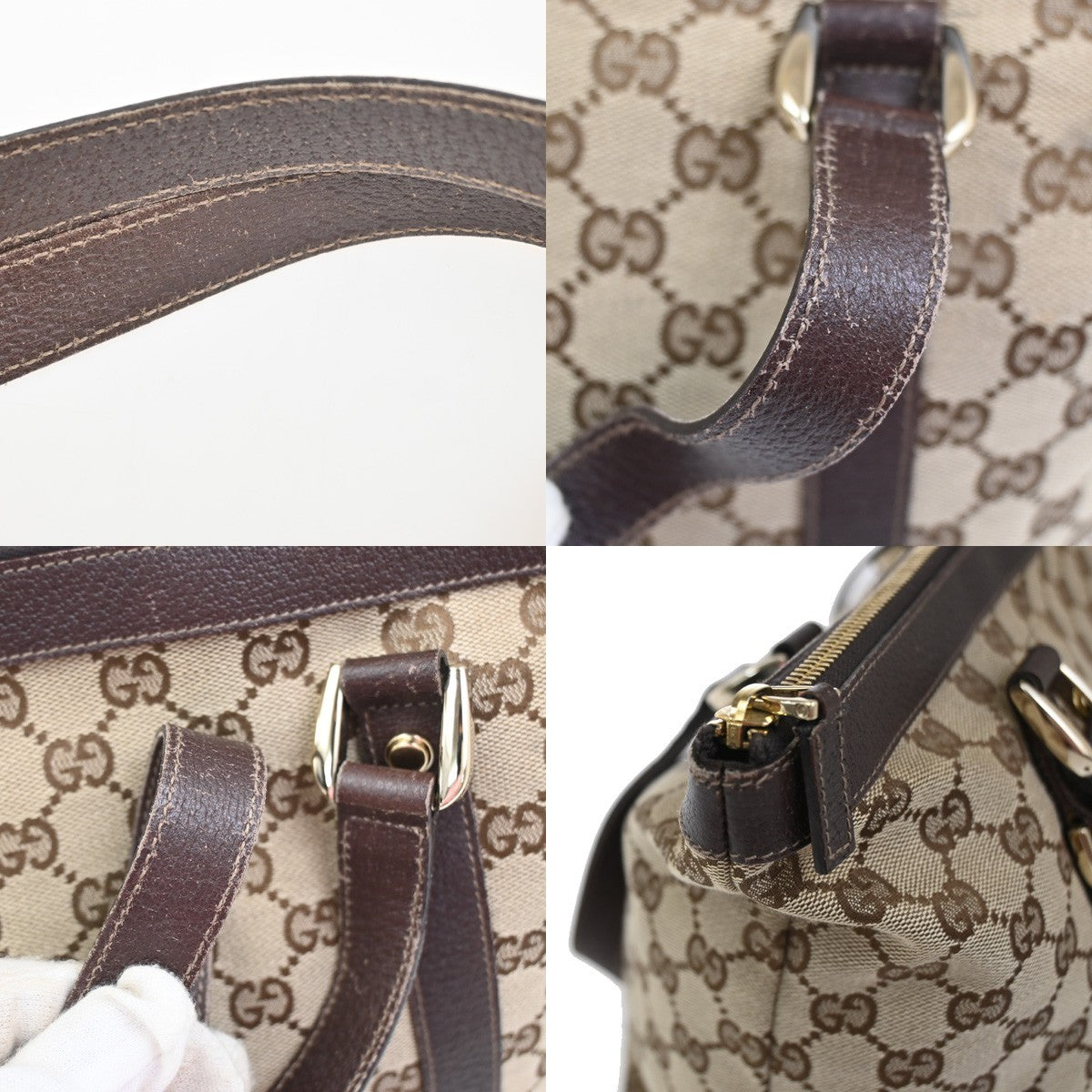 GUCCI GG Pattern Abbey Shoulder Tote Bag Canvas Leather Brown GHW Italy 77YJ048