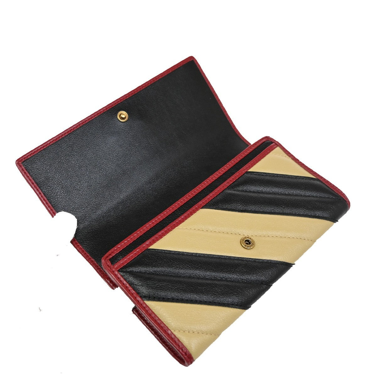 GUCCI GG Logo Marmont Continental Long Wallet Leather Black Beige Red 82RL528
