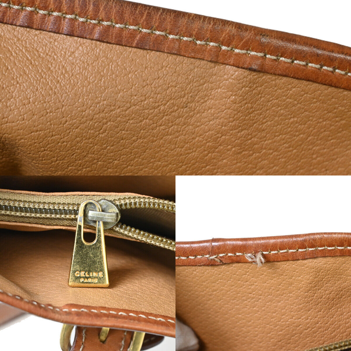 CELINE Logo Macadam Pattern Shoulder Tote Bag PVC Leather Brown GHW 33YE326