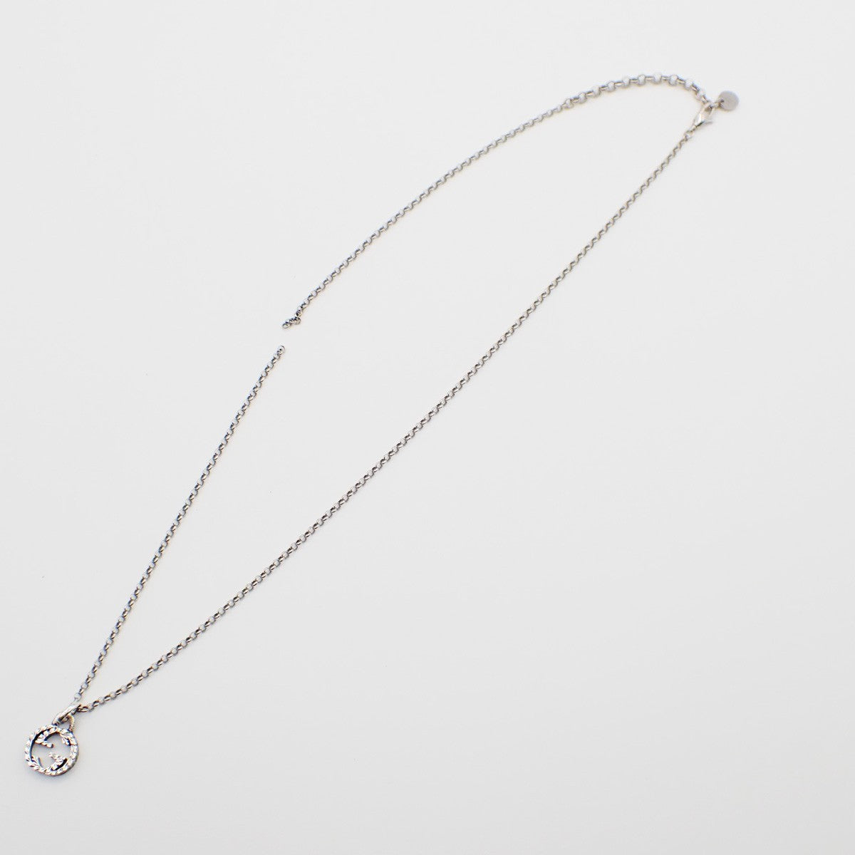 GUCCI Logo Interlocking G Chain Necklace AG925 Silver Italy 01KP557