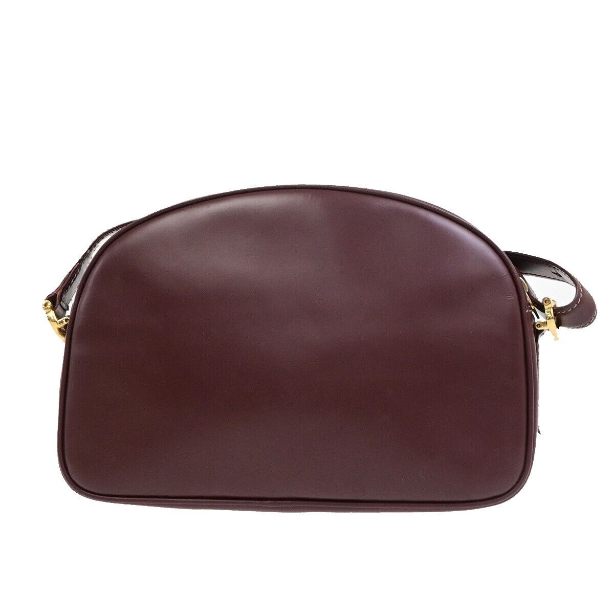 MUST DE CARTIER 2C Logos Shoulder Bag Leather Bordeaux Red Gold France 69FA310