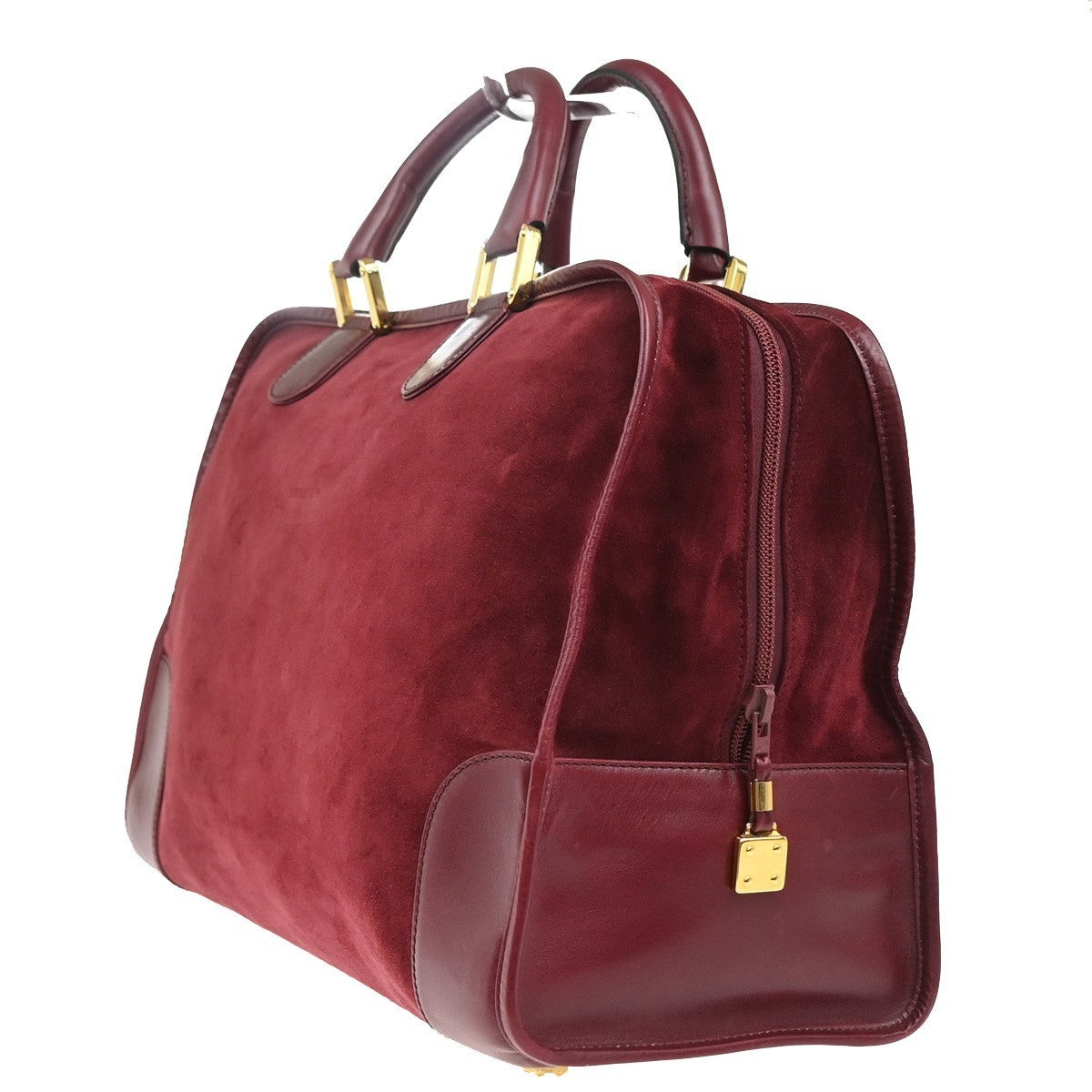 LOEWE Logo Amazona Anagram Shoulder Hand Bag Suede Leather Red GHW Spain 75MA403