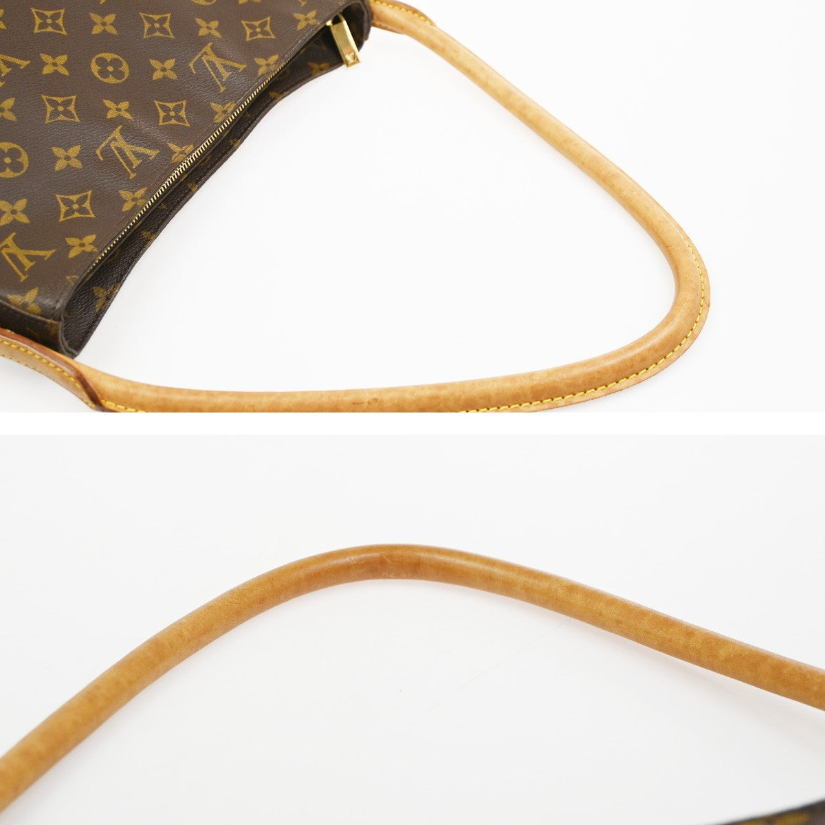 LOUIS VUITTON Logo Looping GM Shoulder Bag Monogram Leather Brown M51145 13PA045