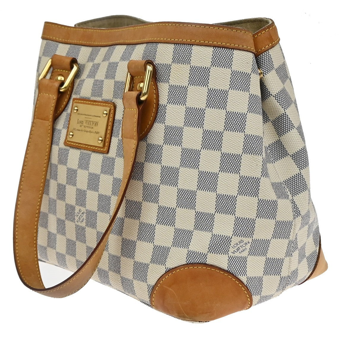 LOUIS VUITTON Hampstead PM Shoulder Bag Damier Azur Leather White N51207 50CB045