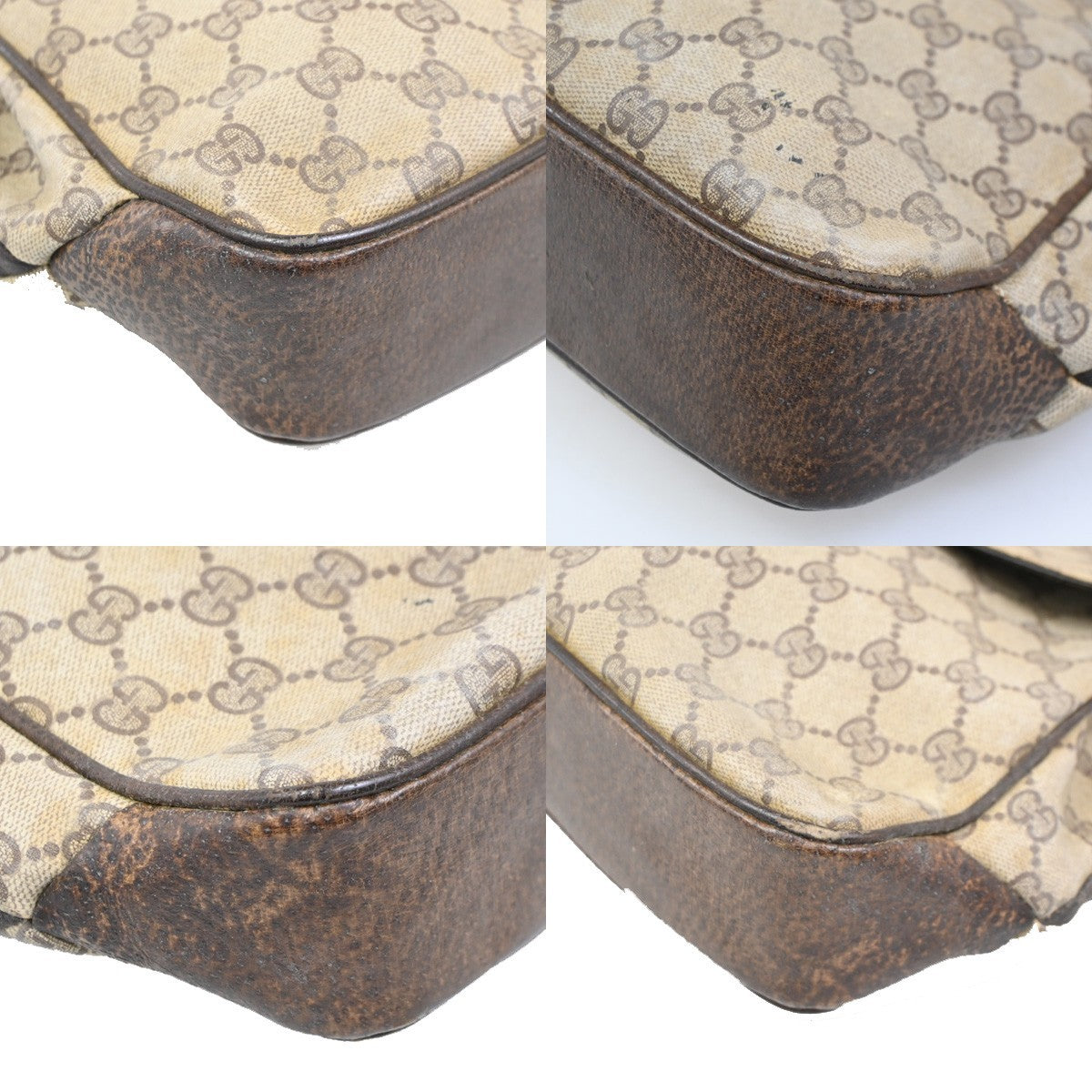 GUCCI GG Pattern 2 Set Shoulder Bags PVC Canvas Beige Black GHW Italy 02DA138