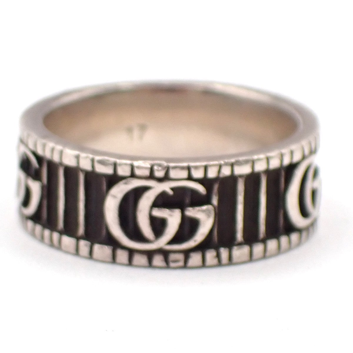 GUCCI GG Marmomt Logo Ring Silver 925 Italy Accessories Size JP 17/ US 8 66MA181