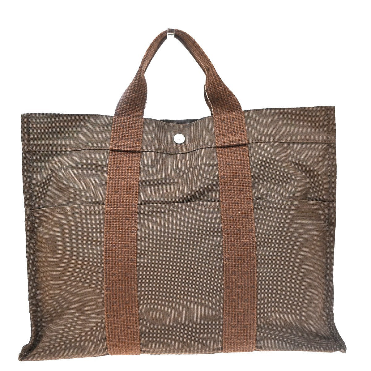 HERMES Her Line Tote MM Hand Tote Bag Canvas Brown France 61EG404
