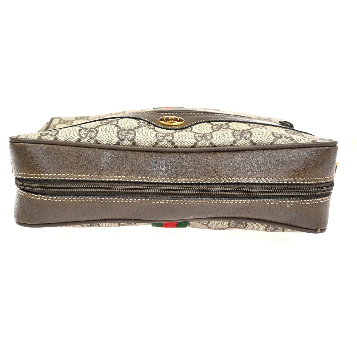 GUCCI Logo GG Pattern Sherry Shoulder Bag PVC Leather Brown Italy 32KC661
