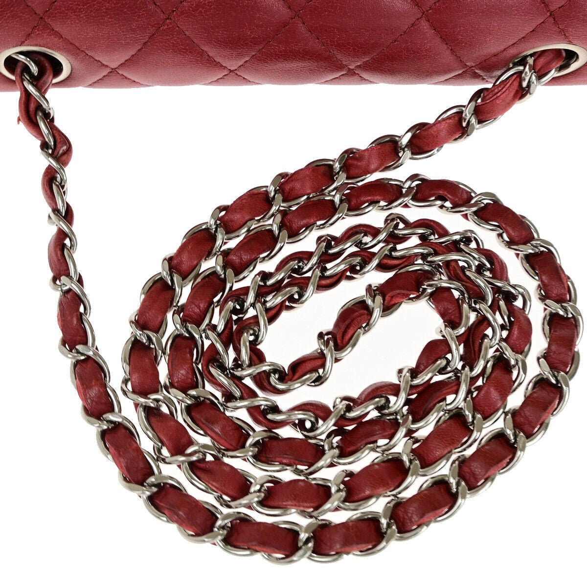CHANEL CC Mini Matelasse Chain Shoulder Bag Leather Red SHW Italy 321RK069