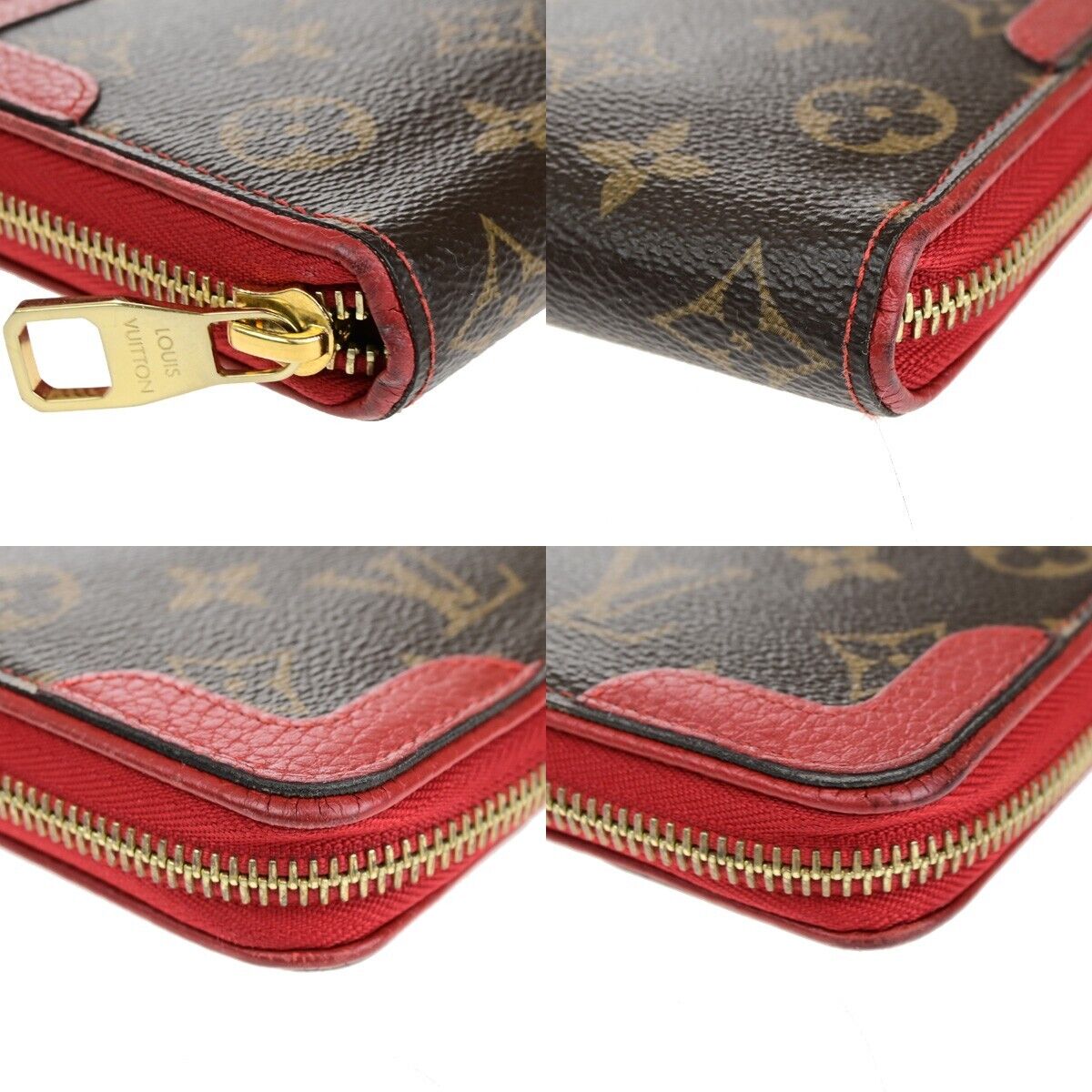 LOUIS VUITTON LV Long Zippy  Wallet Monogram Retiro Brown Red M61187 80ED264