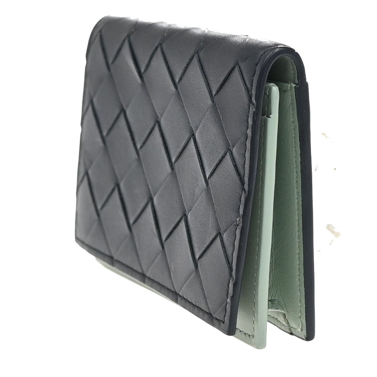 BOTTEGA VENETA Logo Intrecciato Card Case Wallet Leather Navy Blue Italy 66EF707