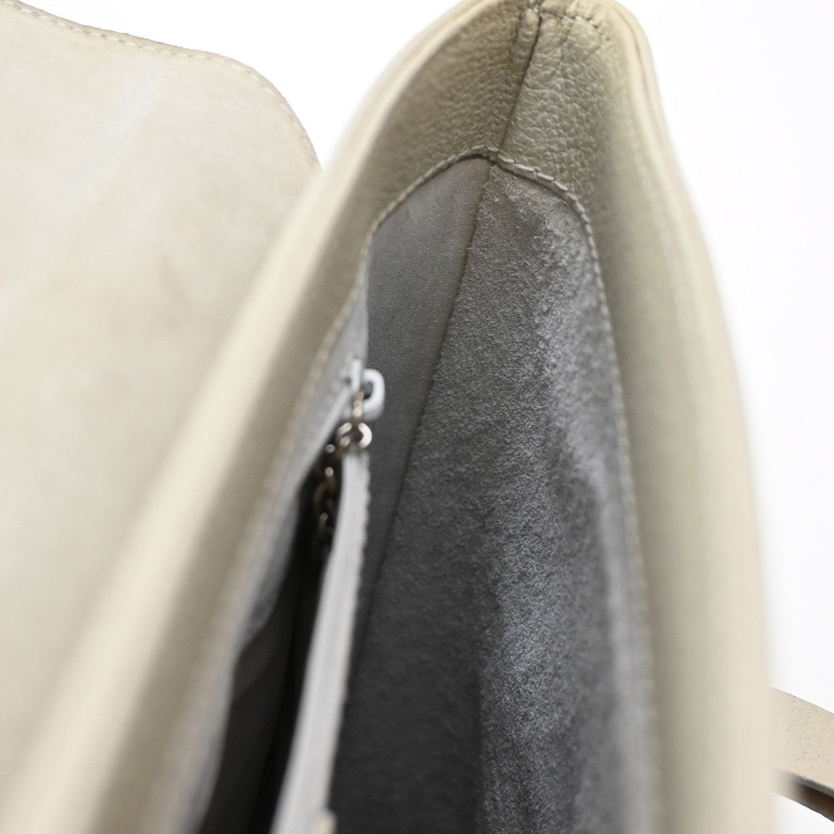 GUCCI Logo GG Pattern Shoulder Hand Bag Leather Suede White 05CA481