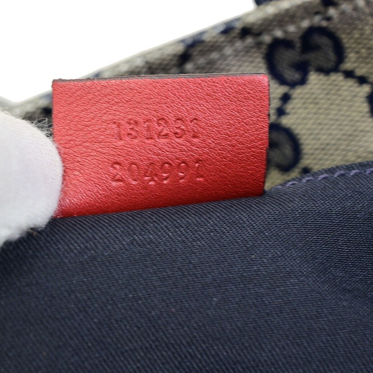 GUCCI GG Pattern Crystal ShoulderBag Coating Canvas Leather Navy Blue 67EB789