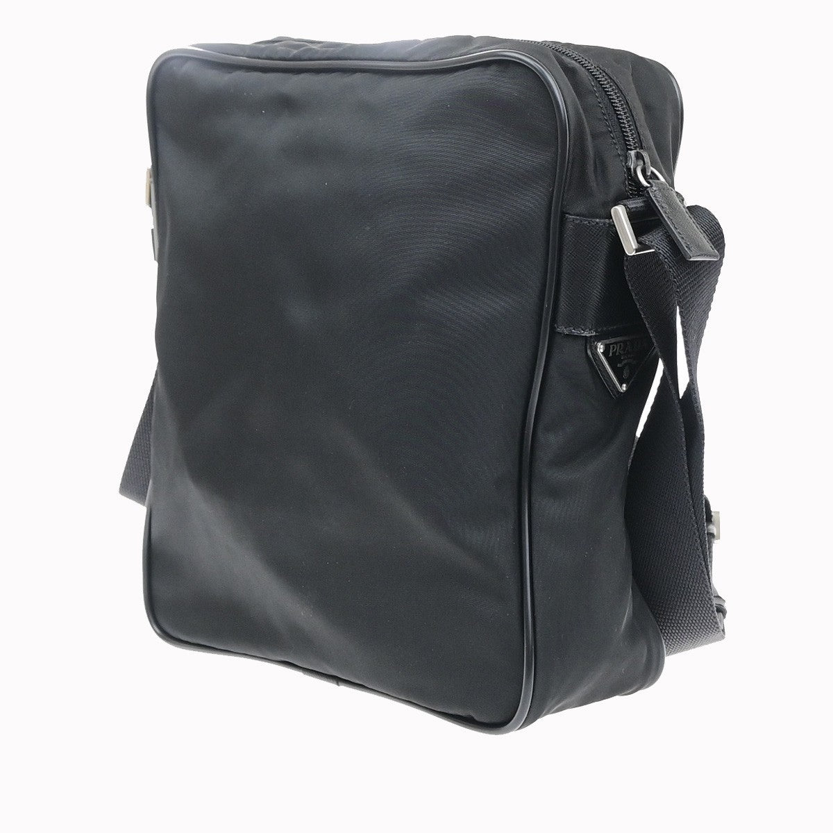 PRADA Tessuto Messenger Shoulder Bag Nylon Canvas Leather BK SHW Italy 30MA717