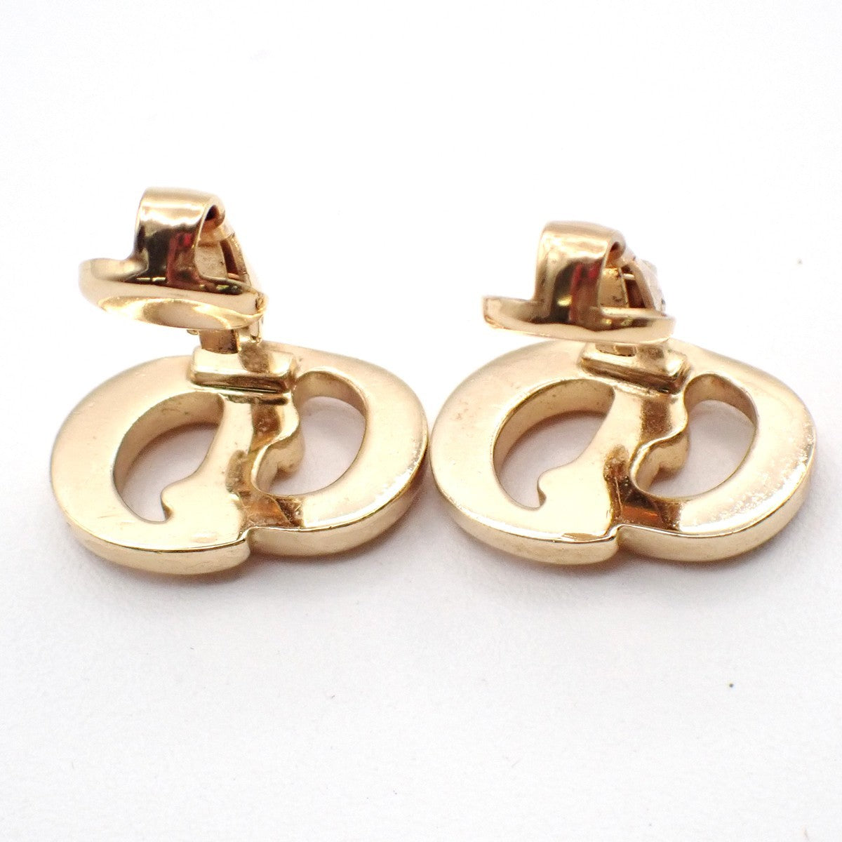 CHRISTAIAN DIOR CD Logo Rhinestone Clip On Earrings Gold Germany 01RL902