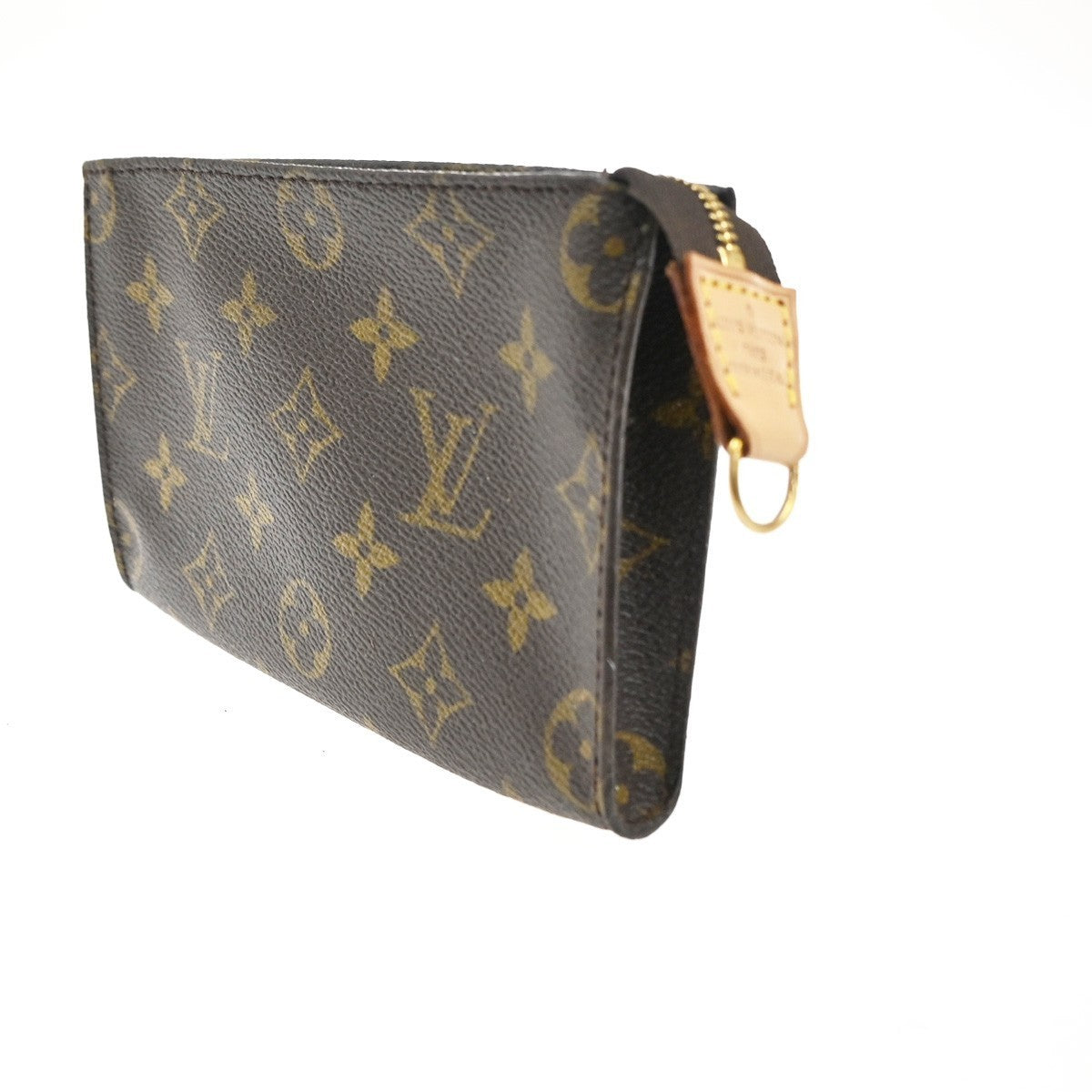 LOUIS VUITTON Logo BUCKET PM Pouch Bag Monogram Leather Brown USA 05TA488