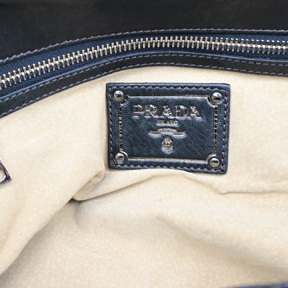 PRADA Logo 2Way Hand Shoulder Bag Nylon Leather camouflage Khaki silver 70SH963