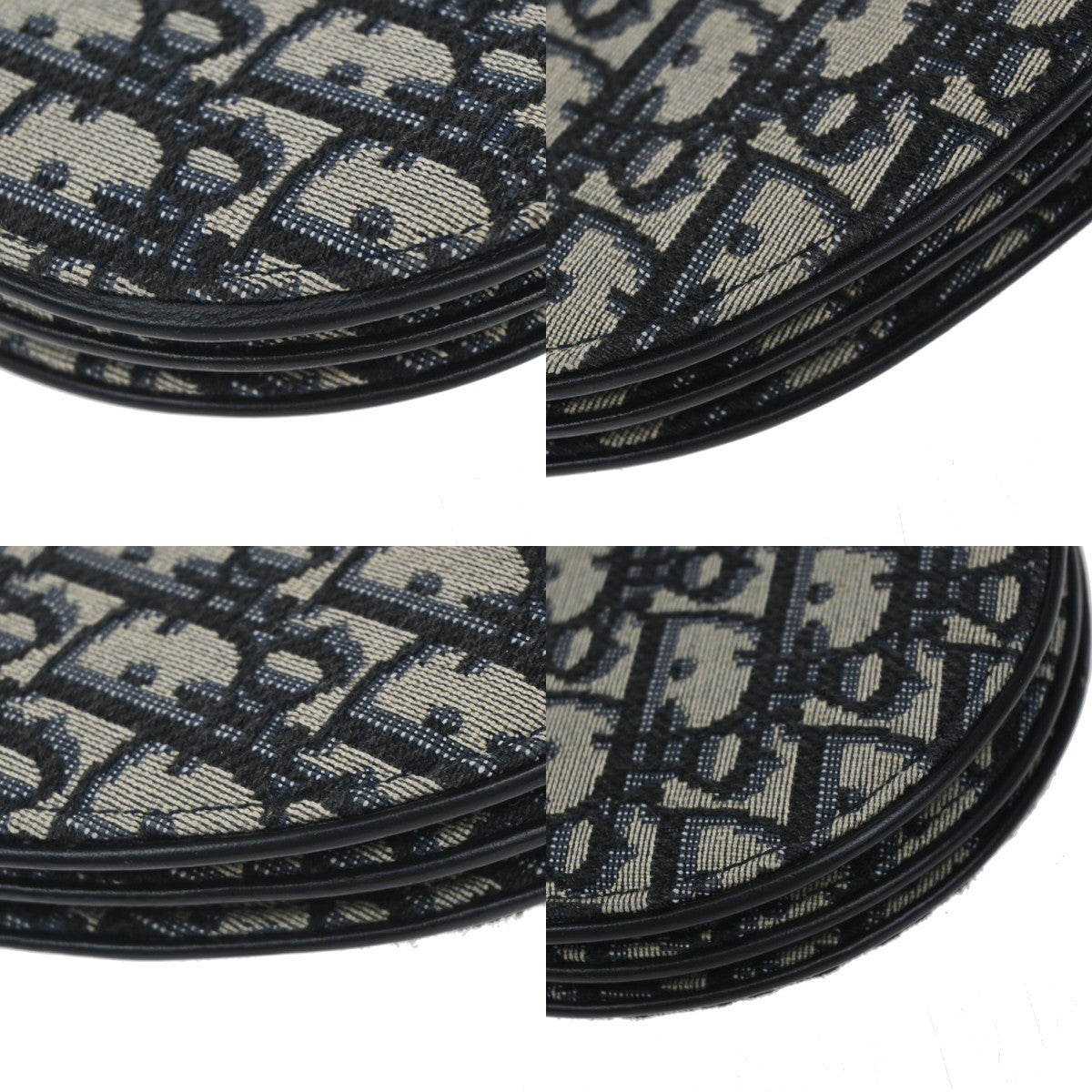 CHRISTIAN DIOR Trotter Saddle Shoulder Bag Canvas Leather Navy Blue 663RF899