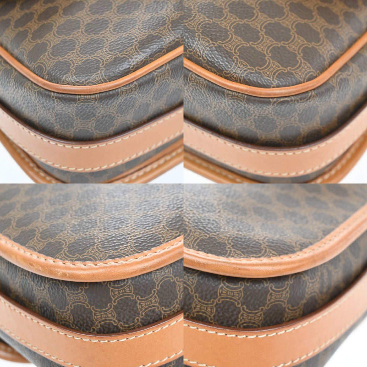 CELINE Logo Macadam Pattern Shoulder Bag PVC Leather Brown GHW Italy 67EG395