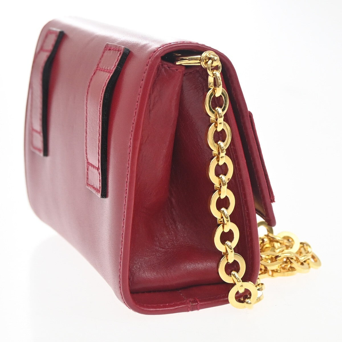 SALVATORE FERRAGAMO Vara 2Way Chain Mini Shoulder Clutch Bag Leather Red 31EE972