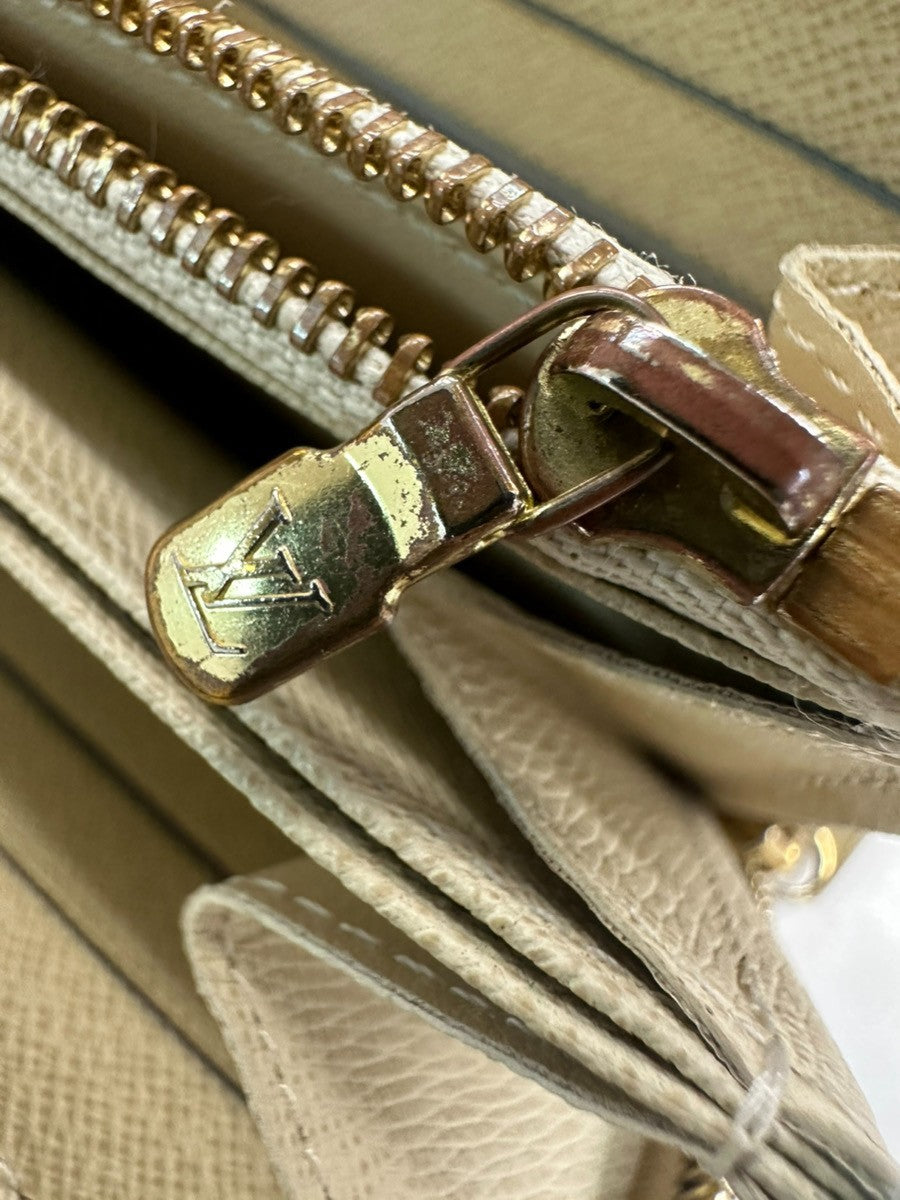LOUIS VUITTON Zippy Long Wallet Damier Azur Leather White Spain N60019 67KD007