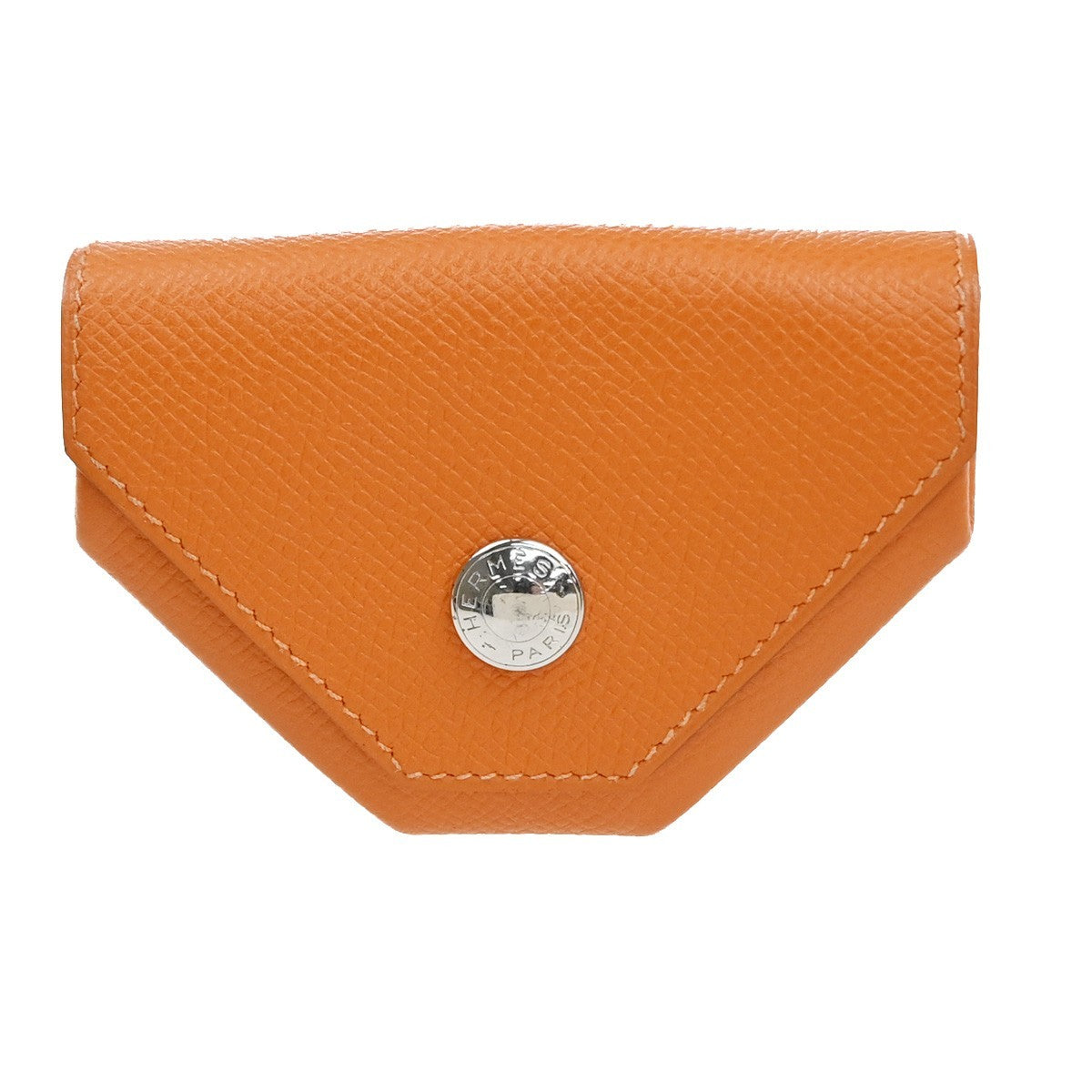 HERMES Logo Le Vingt Quatre Coin Case Epsom leather Orange France 30MA588
