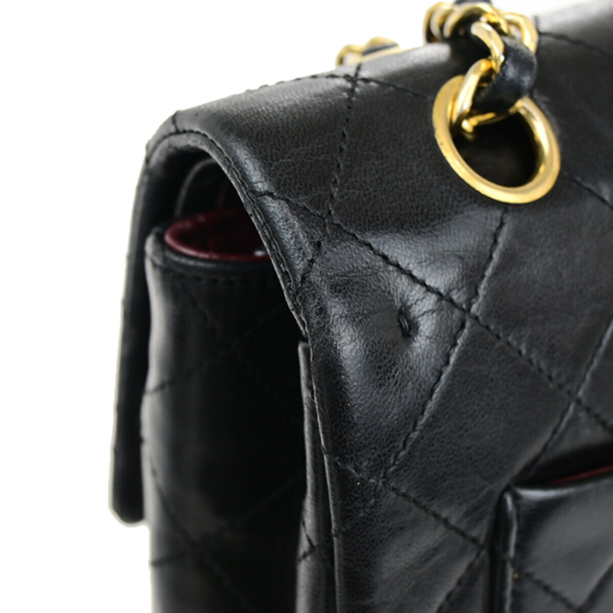 CHANEL CC Matelasse 25 Double Flap Chain Shoulder Bag Leather Black GD 318RJ940