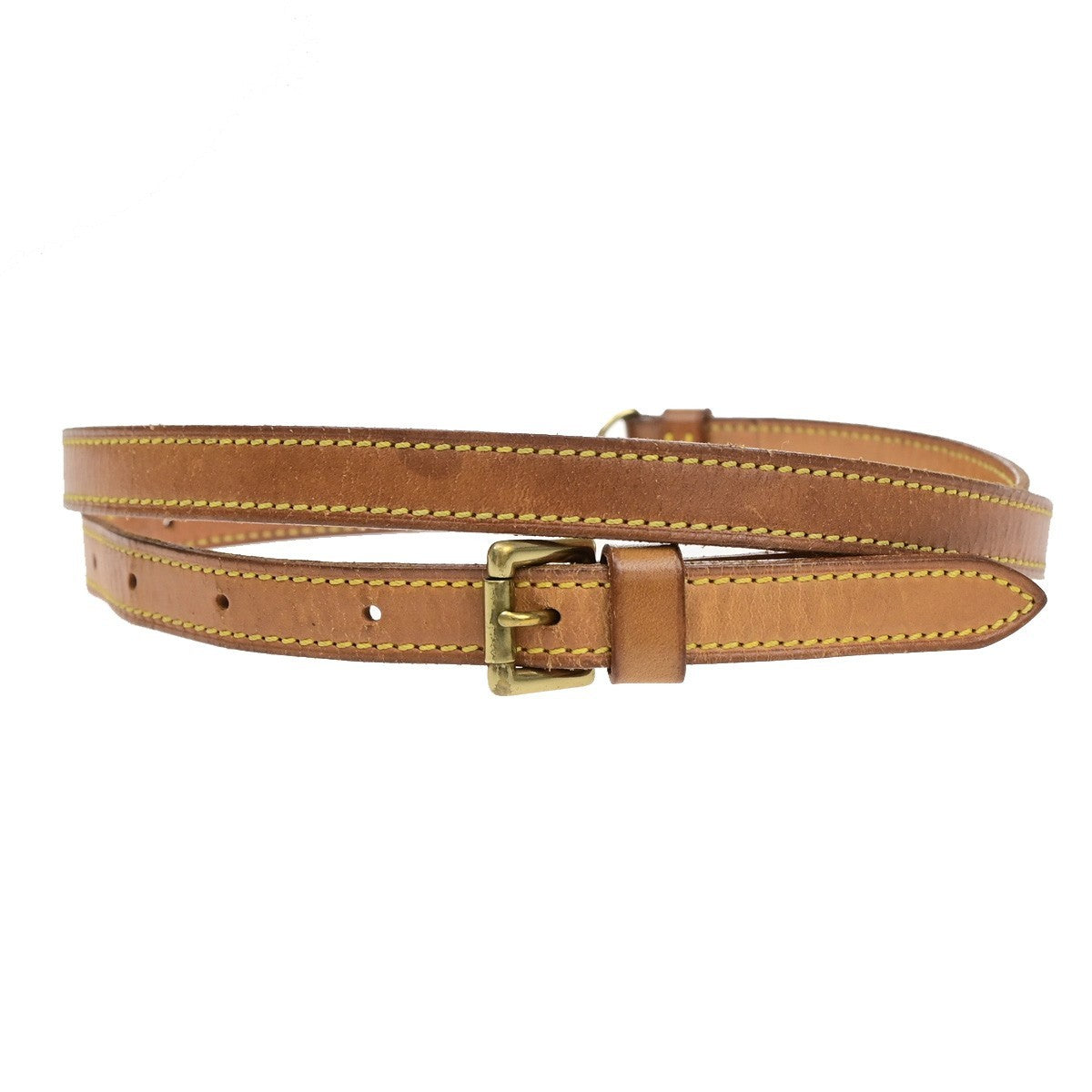 LOUIS VUITTON LV Logo Shoulder Bag Strap Leather Brown GHW France 61CB074