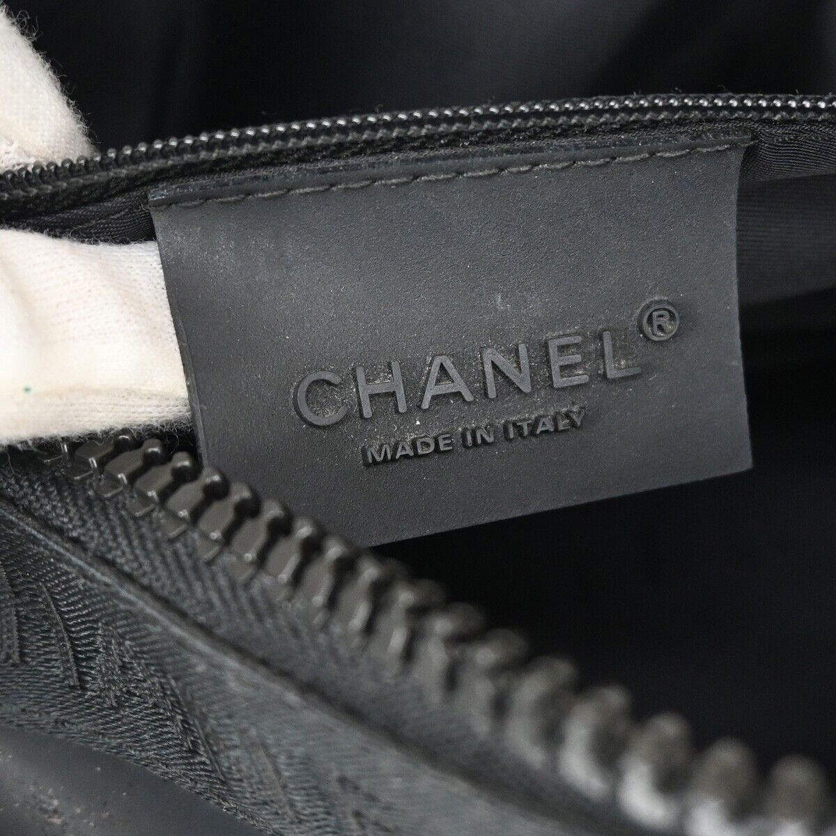 CHANEL Sport CC Logo Shoulder Bag Rubber Canvas Black Made In Italy 87YD140