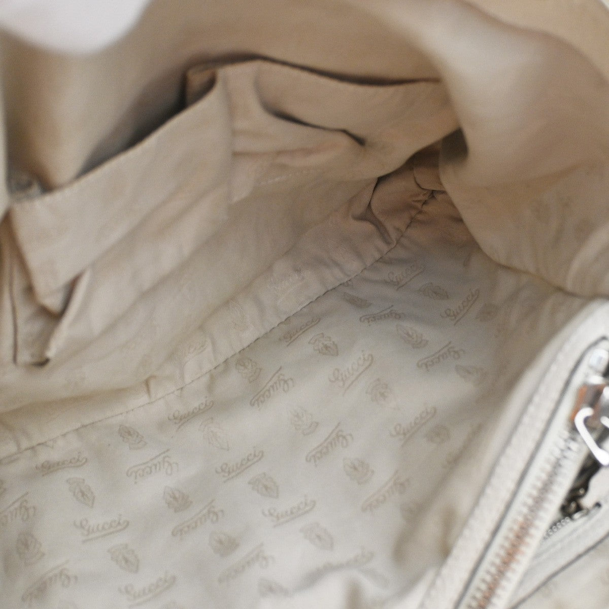 GUCCI Logo GG Pattern Hand Tote Bag Bamboo Canvas Leather Beige Italy 70CA985