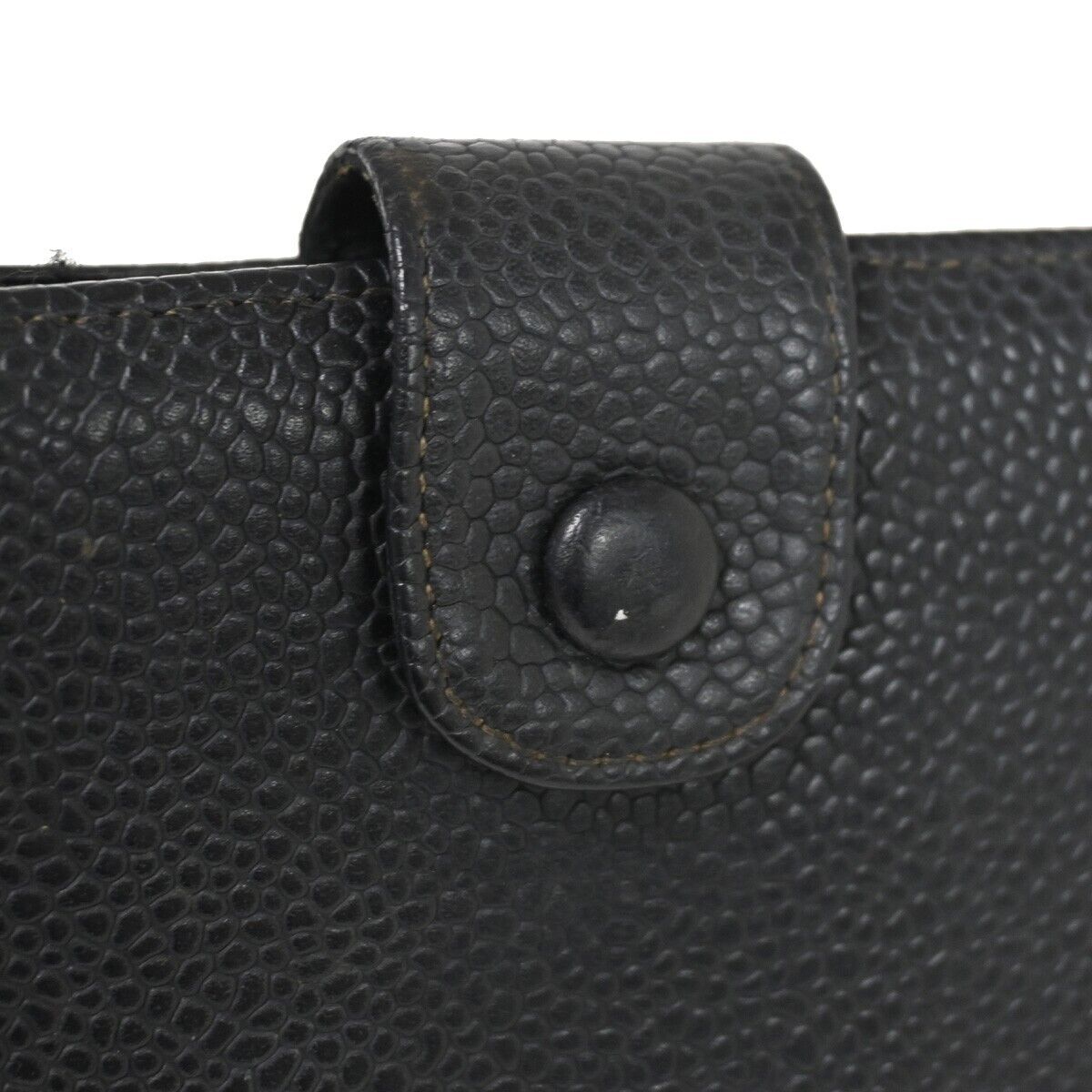 CHANEL CC Logo Long Bifold Wallet Purse Caviar Skin Leather Black GHW 04FA424