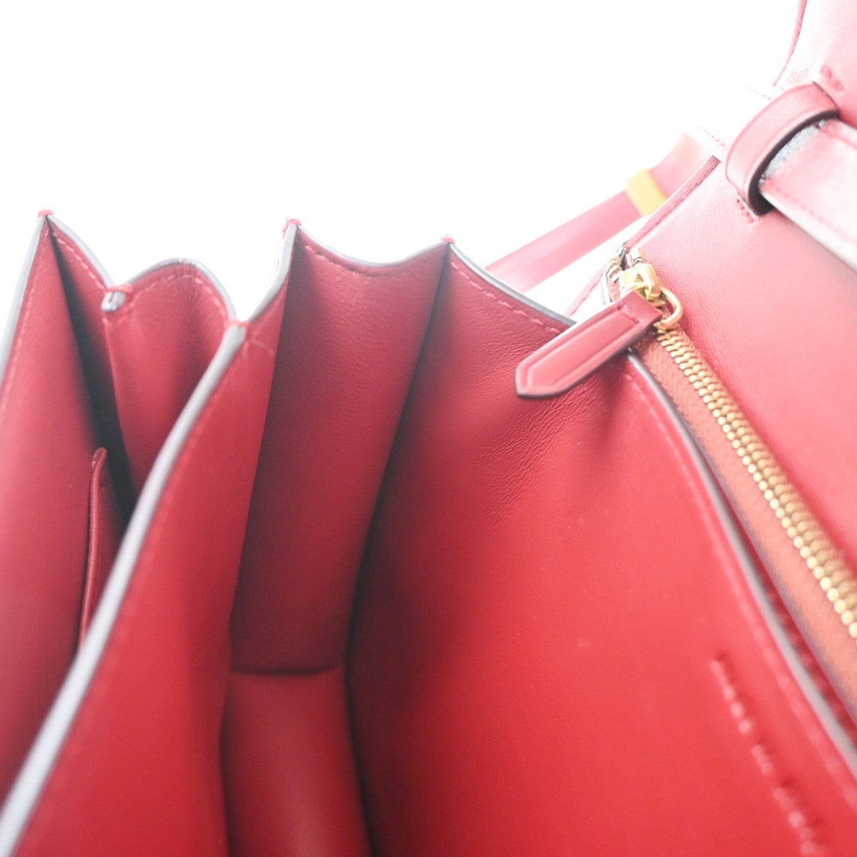 CELINE Logo Classic Box Flap Shoulder Bag Leather Red GHW Italy 92MA438