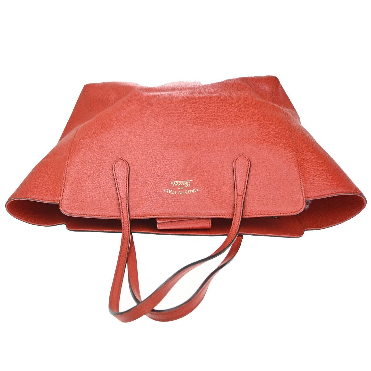 GUCCI Logo Swing Shoulder Tote Hand Bag Leather Red GHW Italy 84CA871