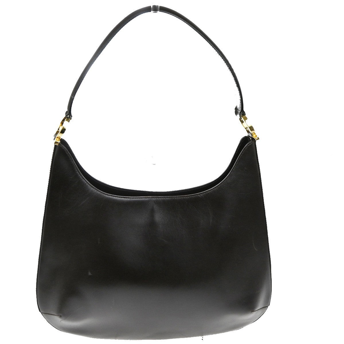 SALVATORE FERRAGAMO Gancini Logo Shoulder Bag Leather Brown GHW Italy 61TA507