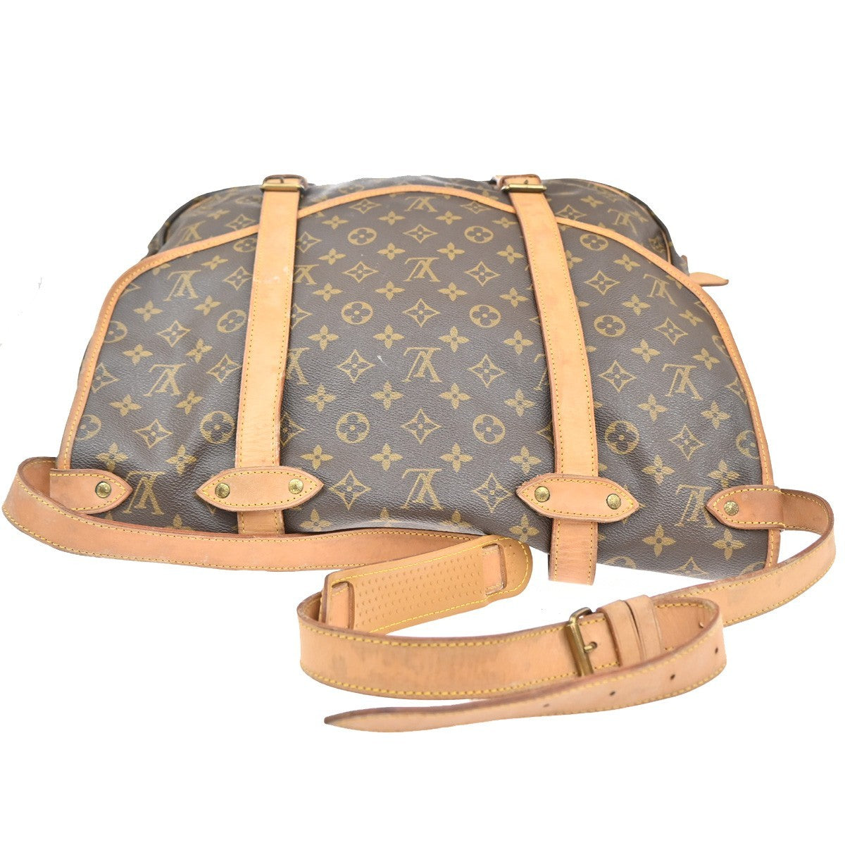 LOUIS VUITTON Logo Saumur 43 Shoulder Bag Monogram Leather Brown M42252 18CA077