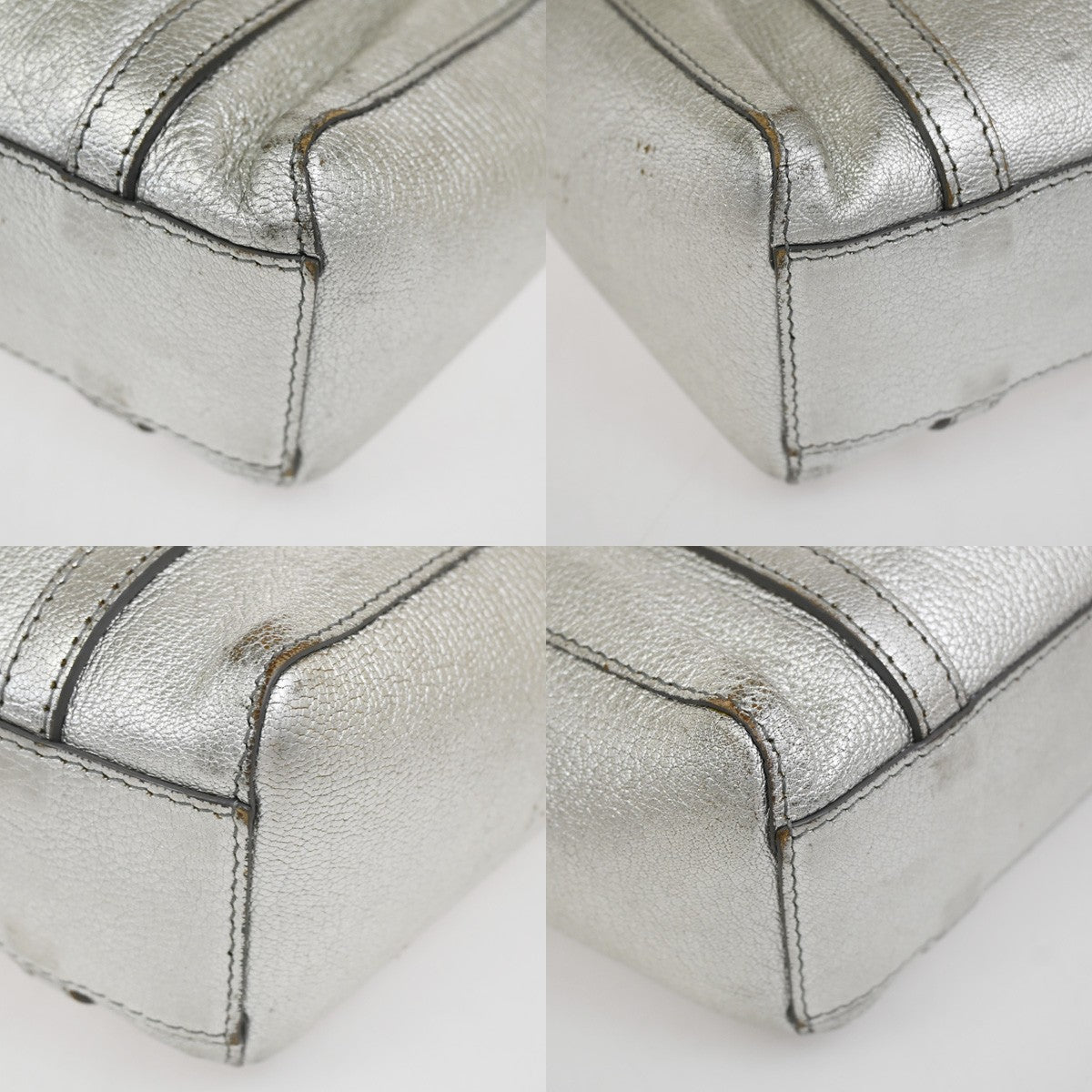 26.Live BALENCIAGA Logo Everyday Tote Hand Bag Leather Silver SHW 09CA906