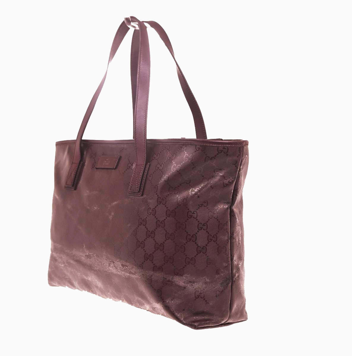 GUCCI Logo GG Pattern Imprime Shoulder Tote Bag PVC Leather Burgundy Red 31MA441