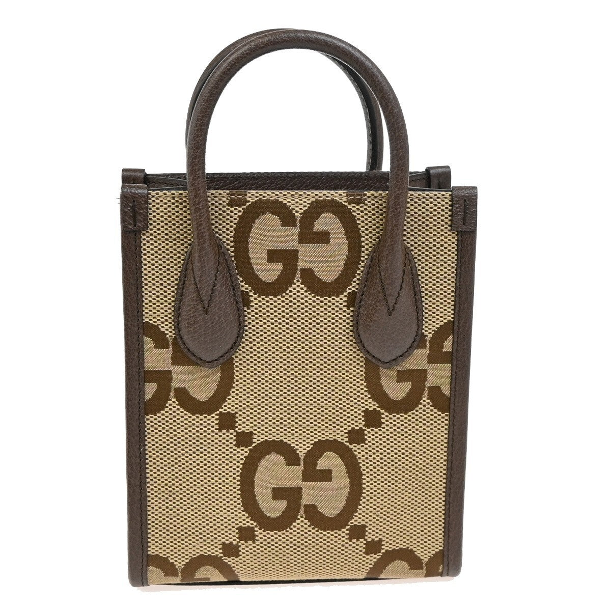 GUCCI Jumbo GG Pattern 2Way Mini Tote Hand Bag Canvas Leather Brown GHW 603RL164