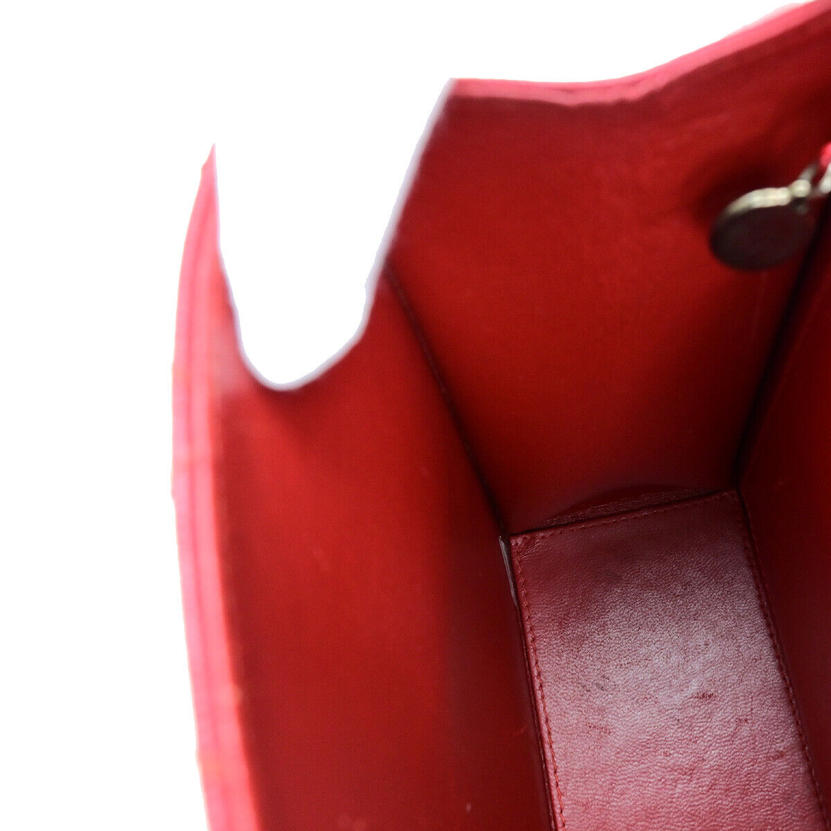 CHANEL CC Matelasse Hand Bag Grained Calfskin Leather Red SHW Vintage 626RK692