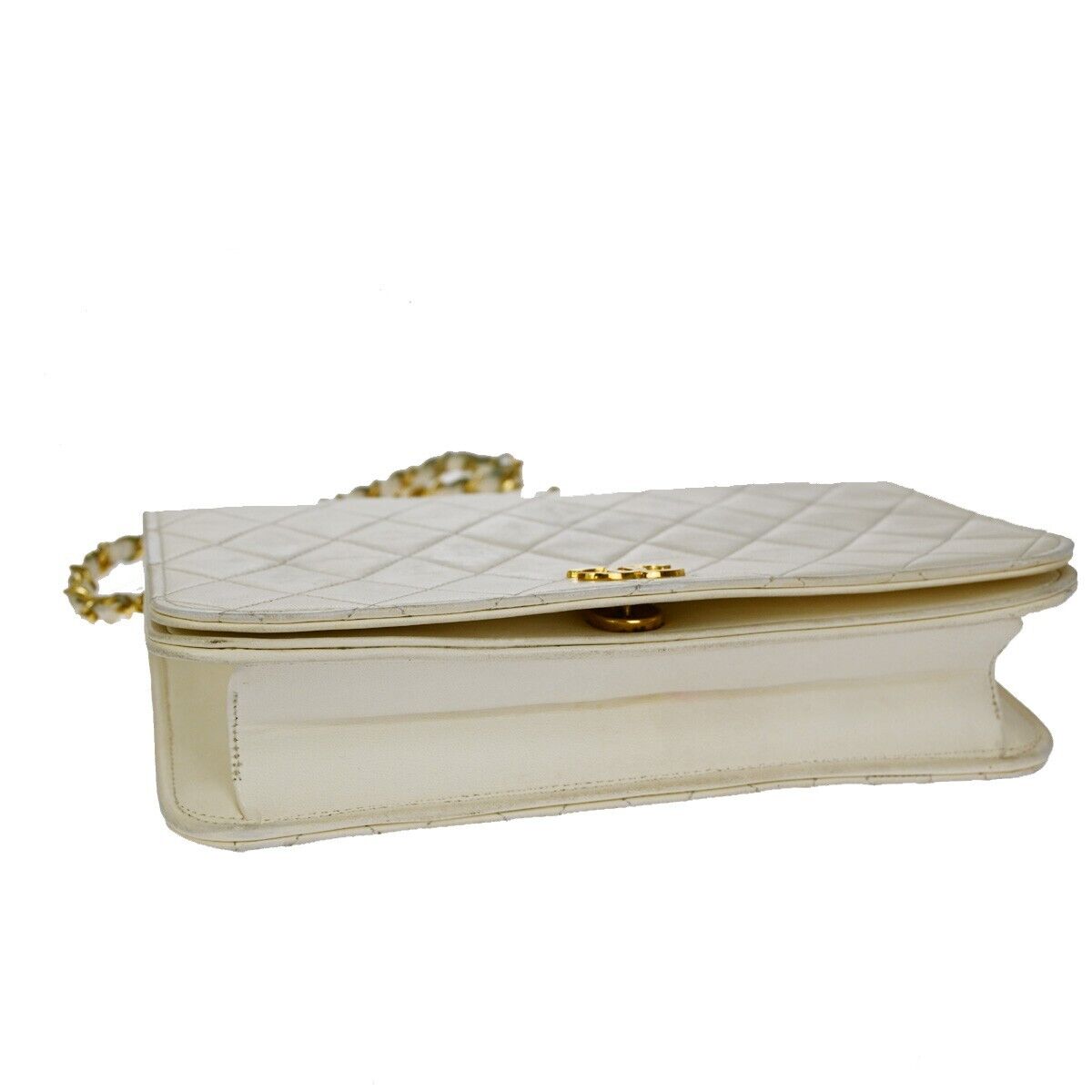 CHANEL CC Full Flap Matelasse 23 Chain Shoulder Bag Leather White GHW 25SH072