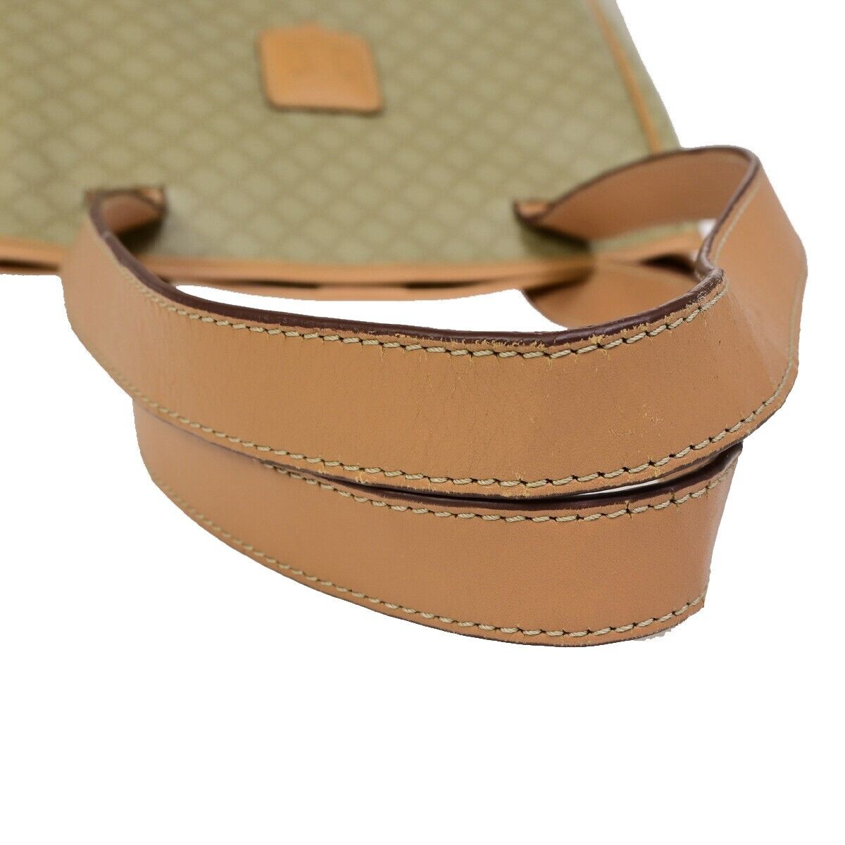 CELINE Logo Macadam Pattern Shoulder Tote Bag PVC Leather Beige Gold 33EB541