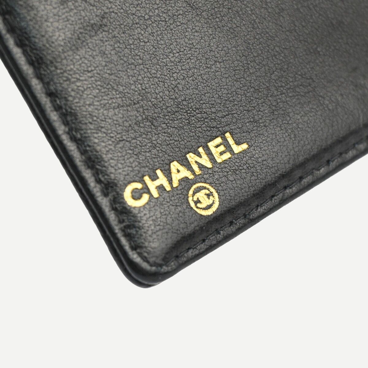 CHANEL CC LOGO Long Bifold Wallet Purse Caviar Skin Leather Black France 11RJ691