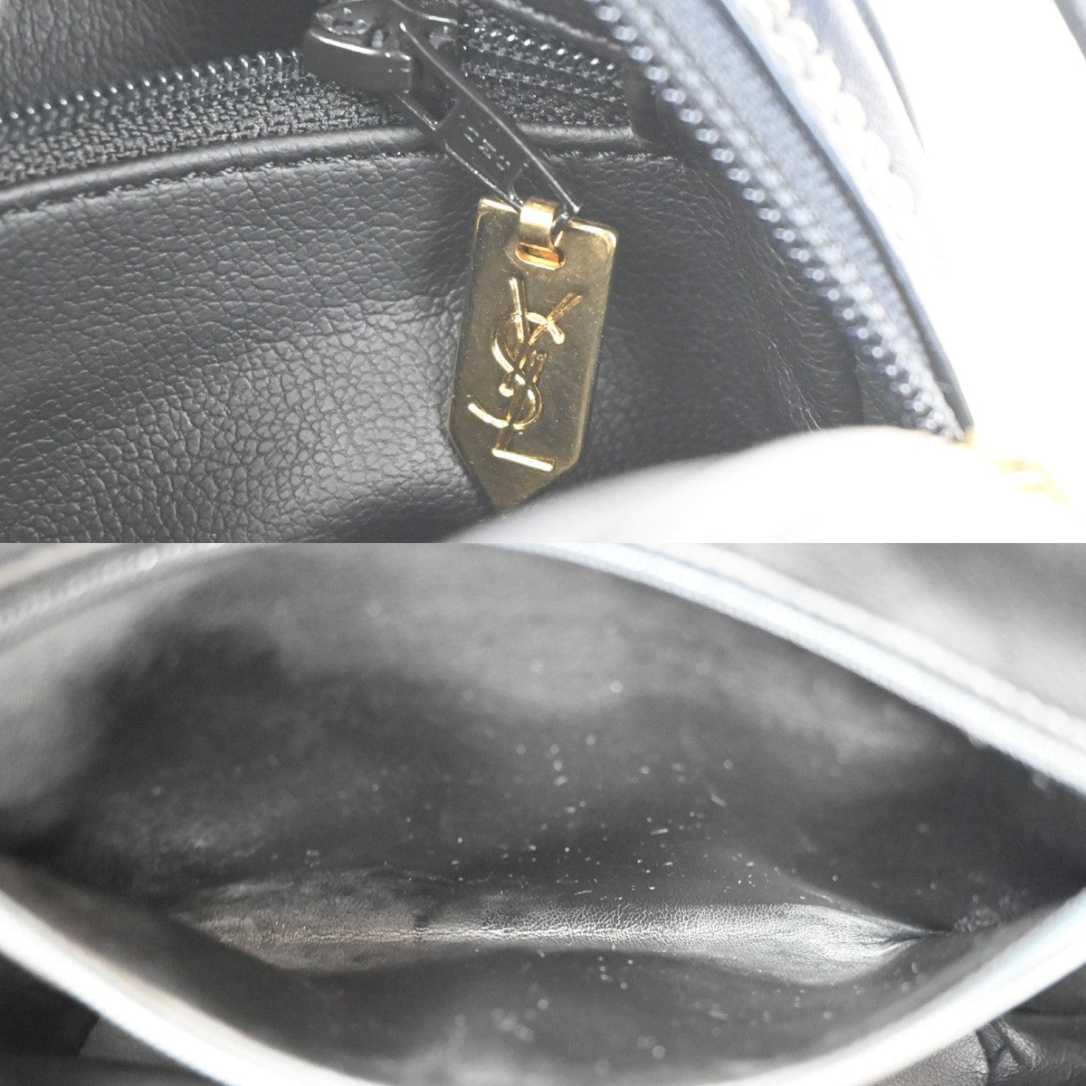 SAINT LAURENT Crossbody Shoulder Bag Leather Navy Blue White GHW France 70TA554