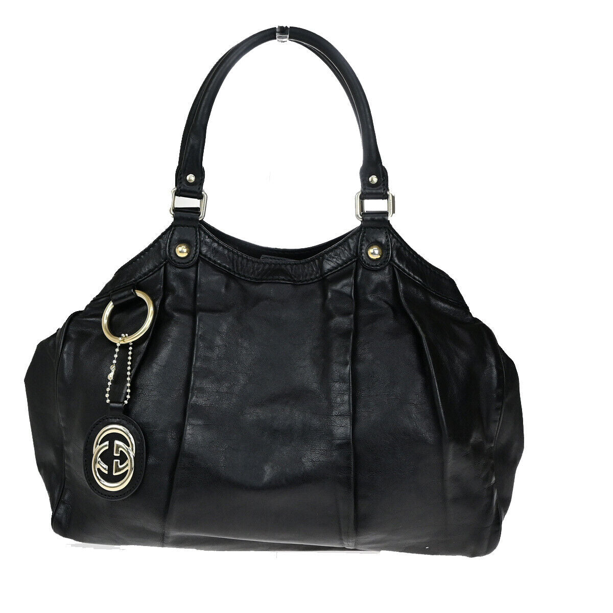 GUCCI GG Sukey Shoulder Hand Bag Guccissima Leather Black SHW 30SJ470
